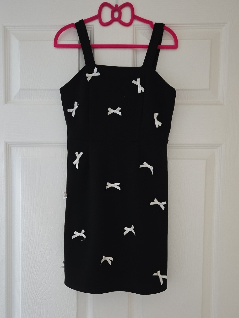 Speechless Black Dress with White Bow Accents
